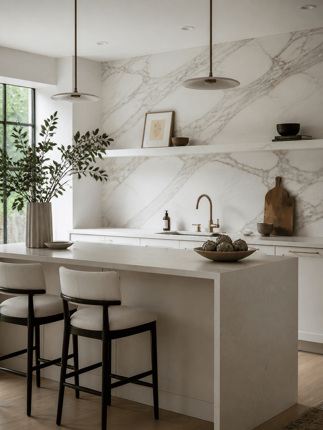 Kitchen with Calacatta marble
